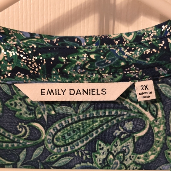 Coldwater Creek Teal Paisley Button Down Shirt - Picture 2 of 6